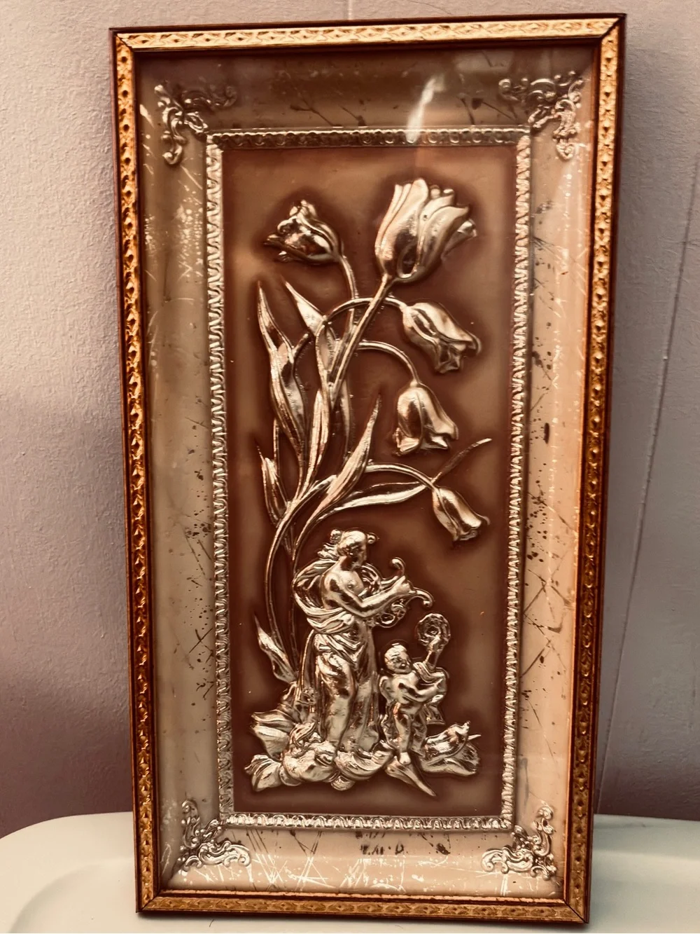 Vintage Gold Relief Floral Wall Plaques - Set of 2